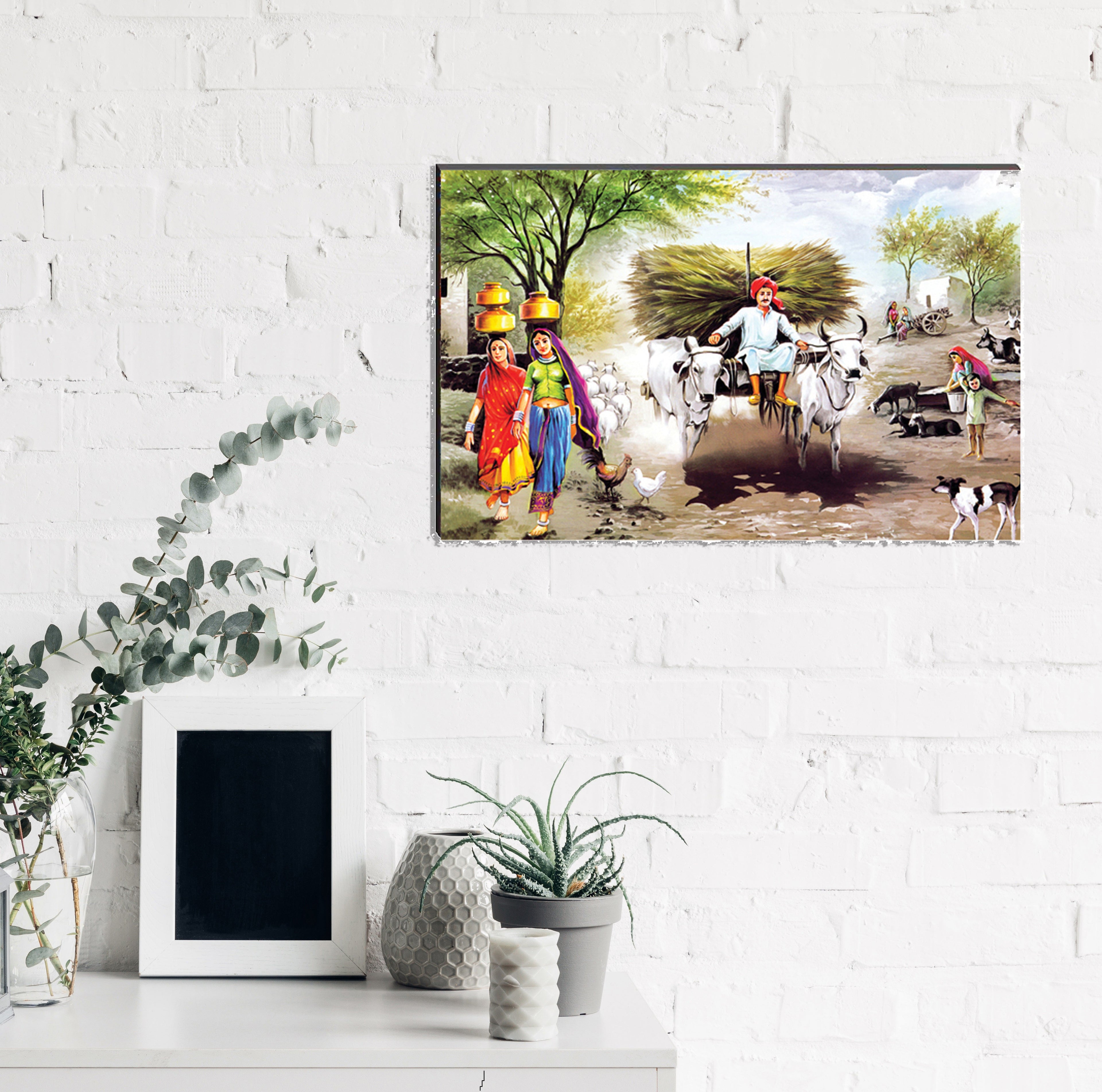6MM MDF Village View Satin Matt Texture UV Art Painting Kafalo