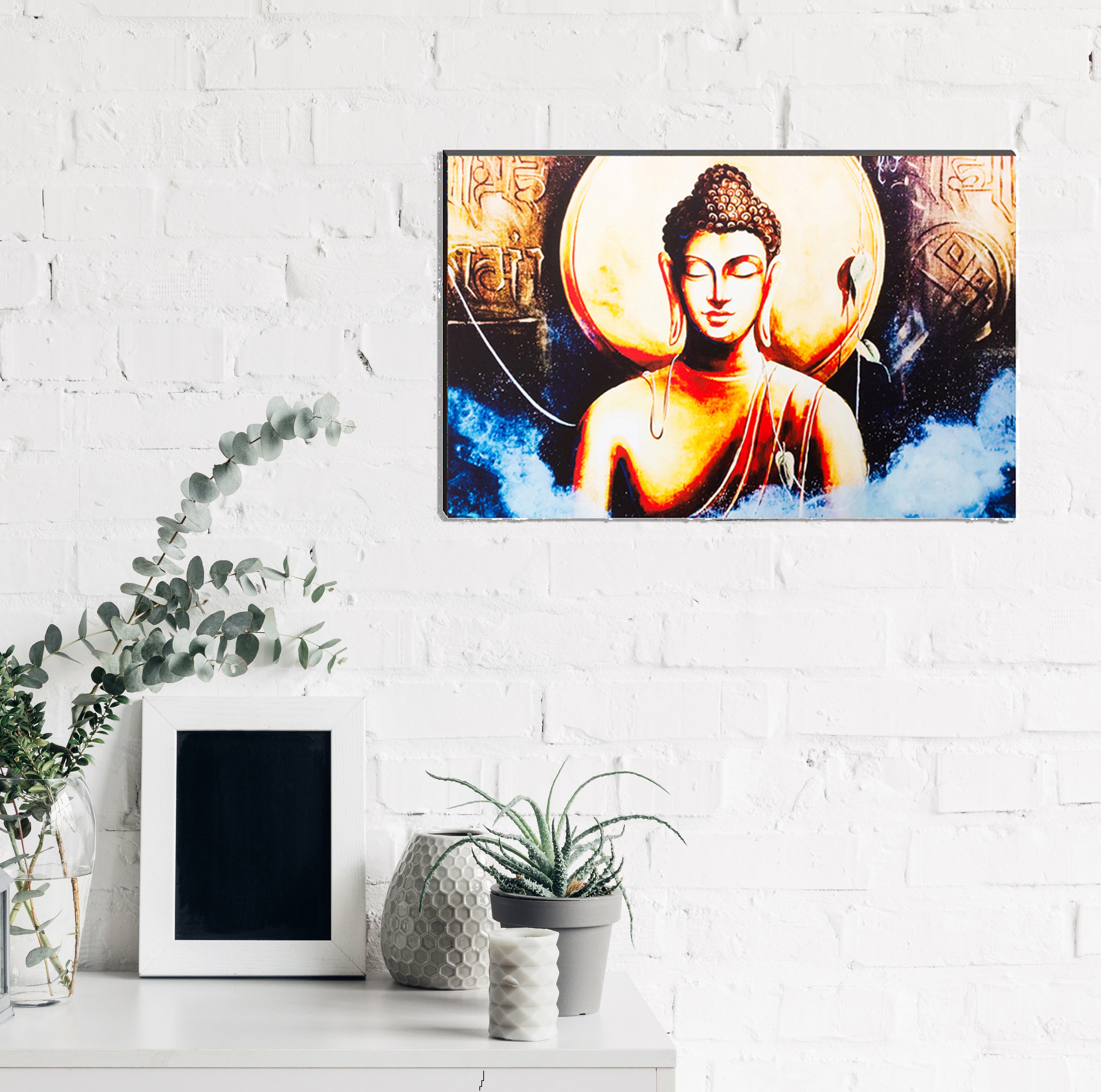 6MM MDF Meditating Lord Buddha Satin Matt Texture UV Art Painting Kafalo