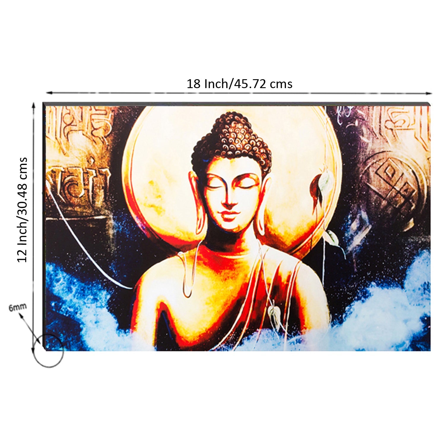 6MM MDF Meditating Lord Buddha Satin Matt Texture UV Art Painting Kafalo