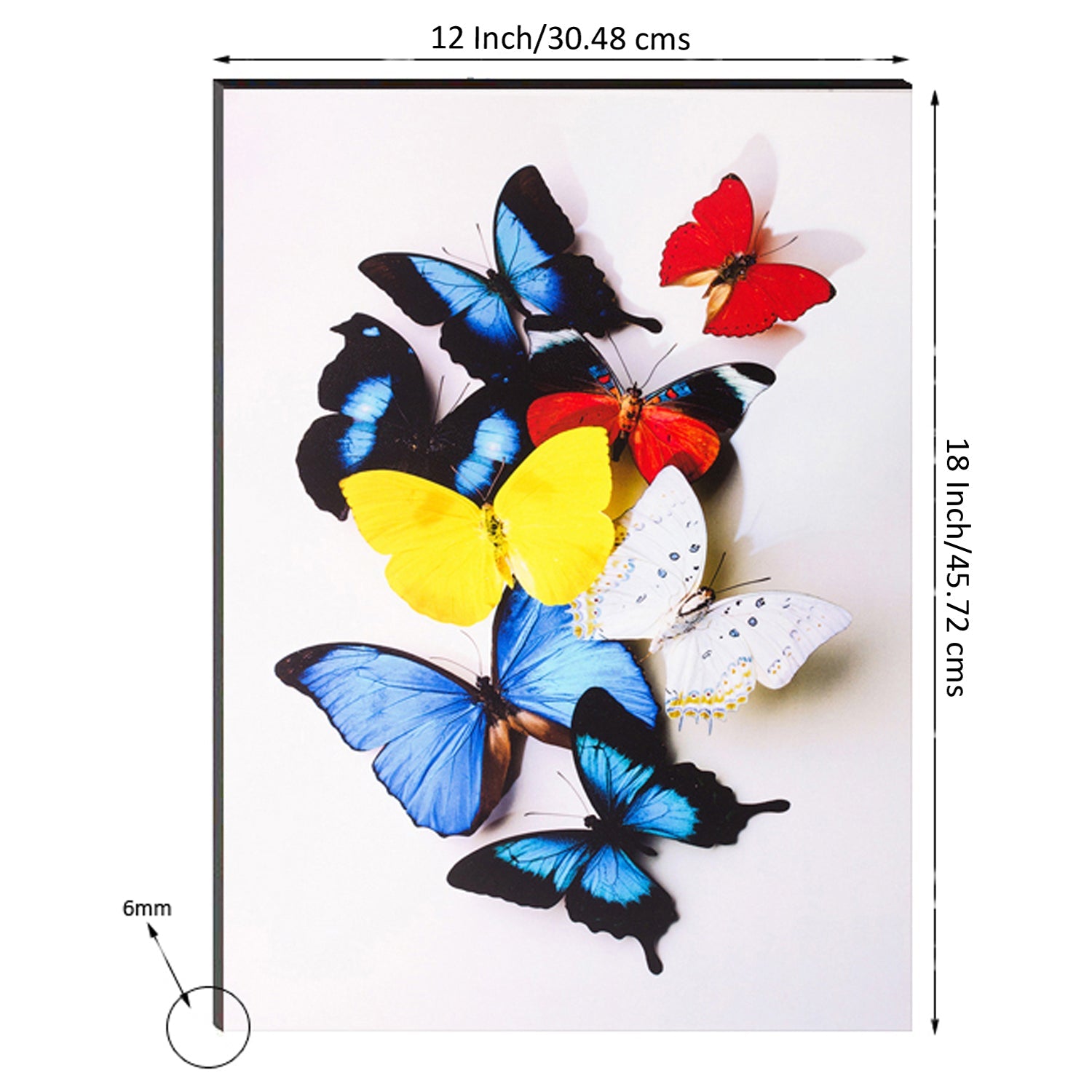 6MM MDF Colorful Butterflies Satin Matt Texture UV Art Painting Kafalo