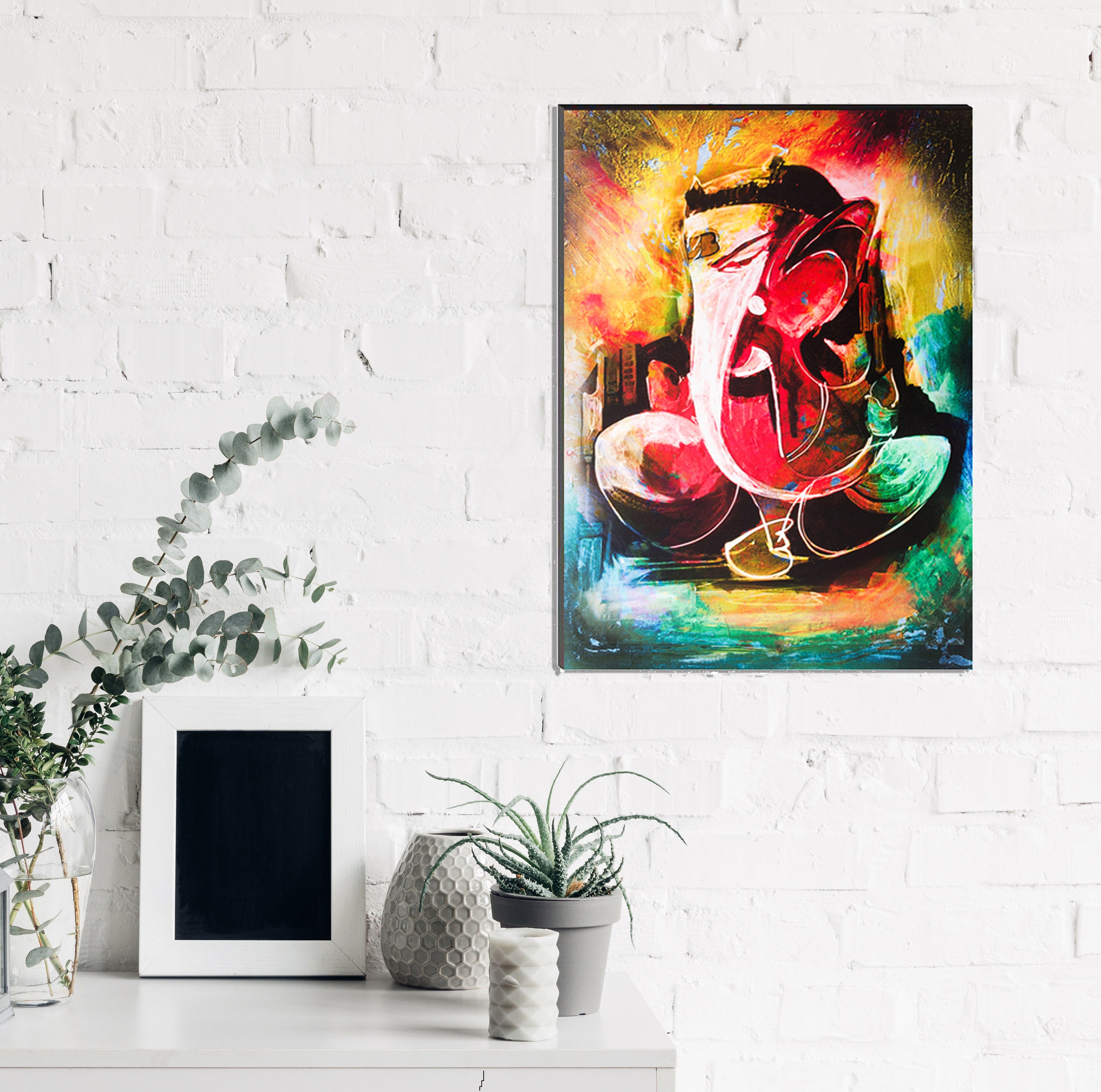 6MM MDF Lord Ganesha Satin Matt Texture UV Art Painting Kafalo