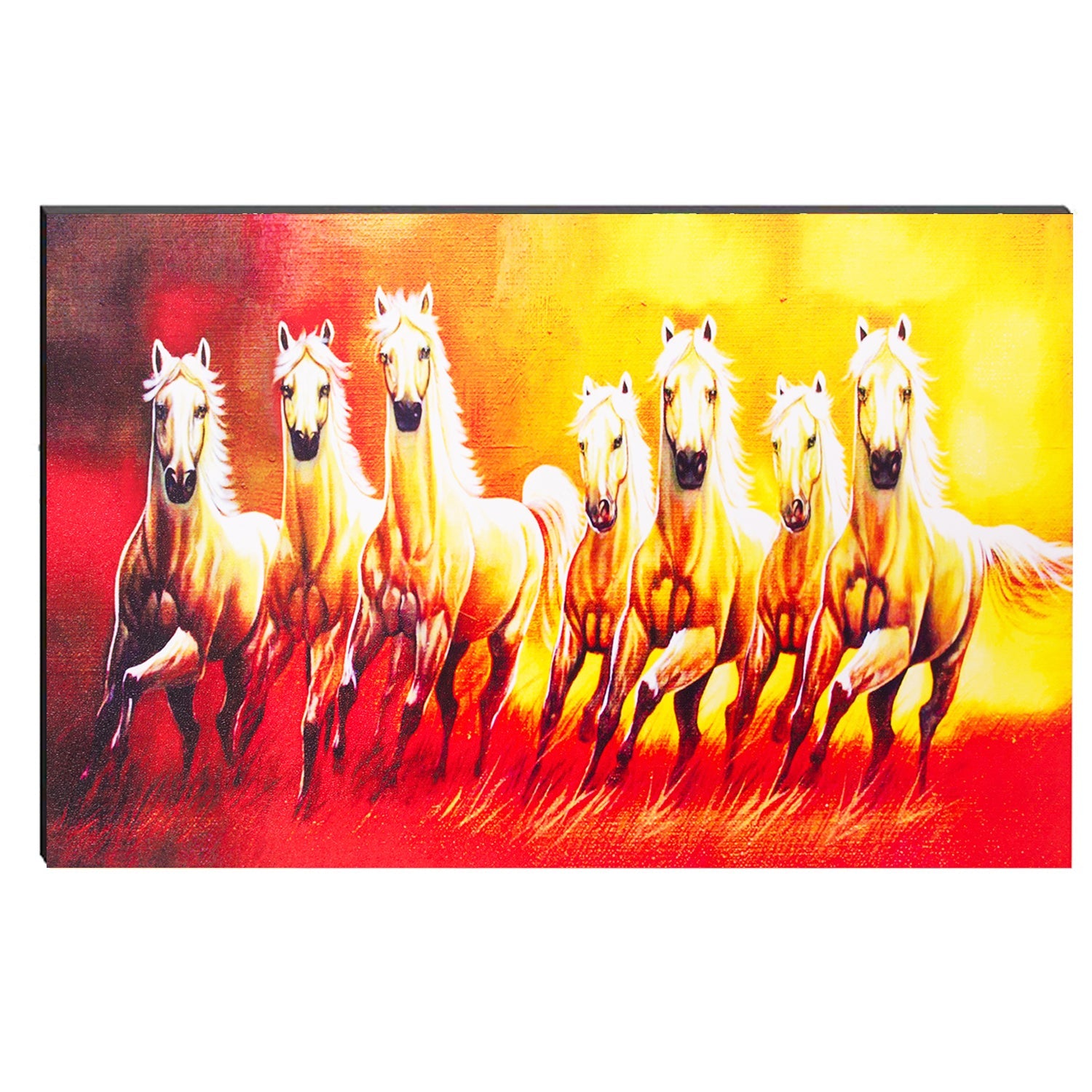 6MM MDF 7 Lucky Running Horses Satin Matt Texture UV Art Painting Kafalo