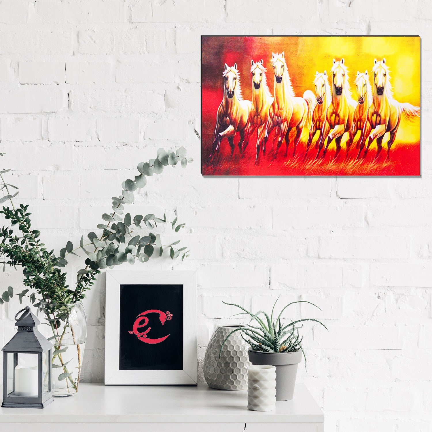 6MM MDF 7 Lucky Running Horses Satin Matt Texture UV Art Painting Kafalo