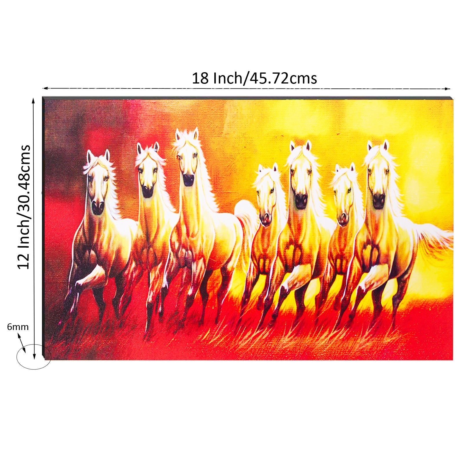6MM MDF 7 Lucky Running Horses Satin Matt Texture UV Art Painting Kafalo