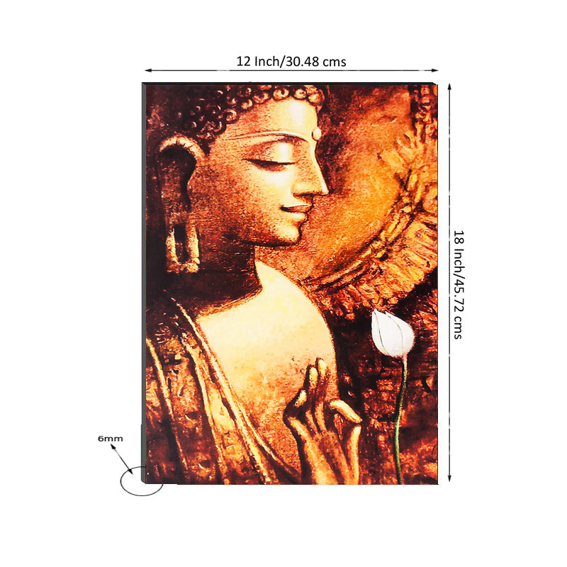 6MM MDF Meditating Lord Buddha Satin Matt Texture UV Art Painting Kafalo