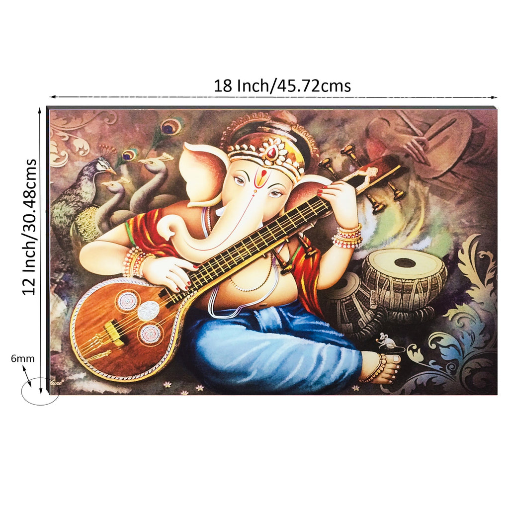 6MM MDF Lord Ganesha Playing Sitar Satin Matt Texture UV Art Painting Kafalo