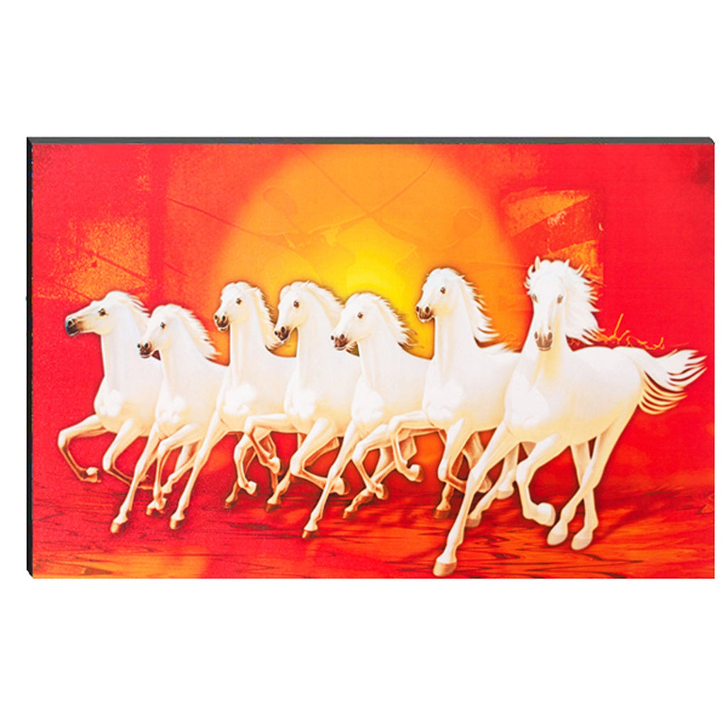 Seven White Running Horses Painting Digital Printed Animal Wall Art Kafalo