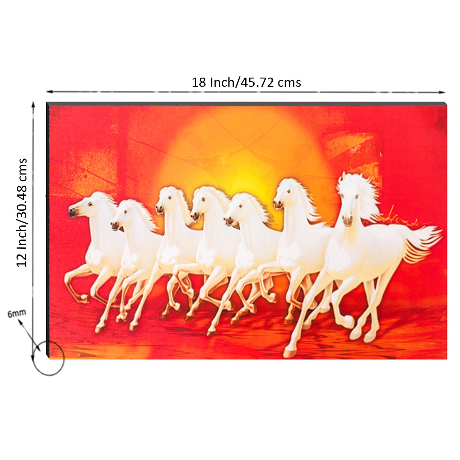 Seven White Running Horses Painting Digital Printed Animal Wall Art Kafalo