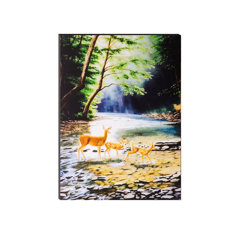 6MM MDF Deers Crossing River View Satin Matt Texture UV Art Painting Kafalo