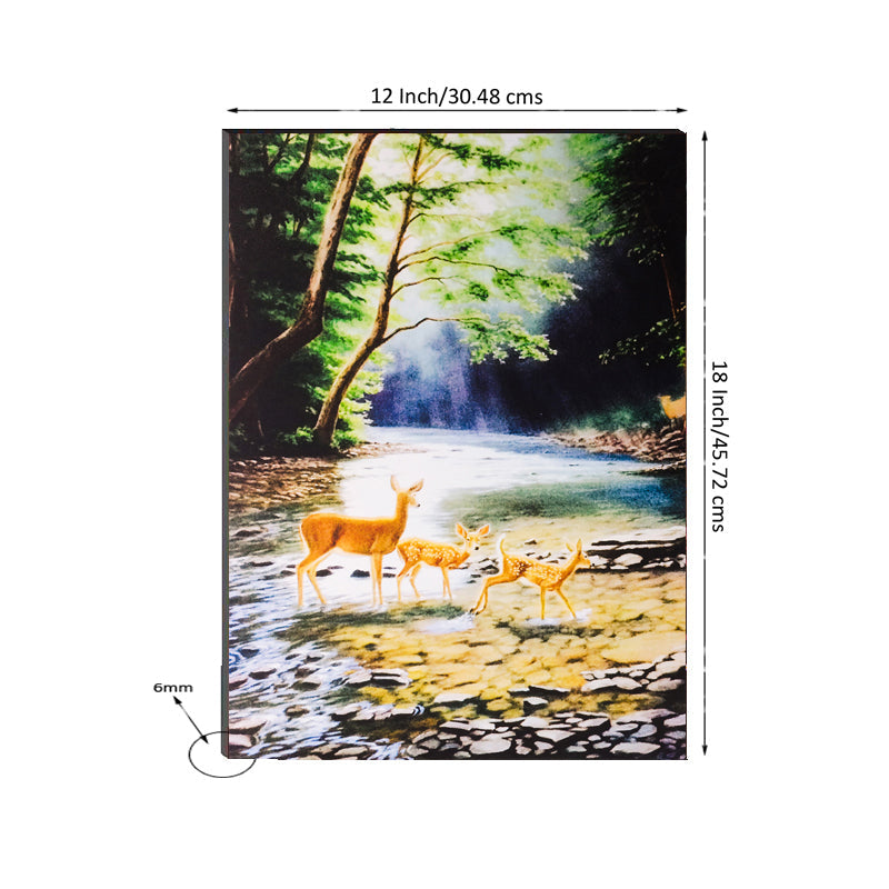 6MM MDF Deers Crossing River View Satin Matt Texture UV Art Painting Kafalo
