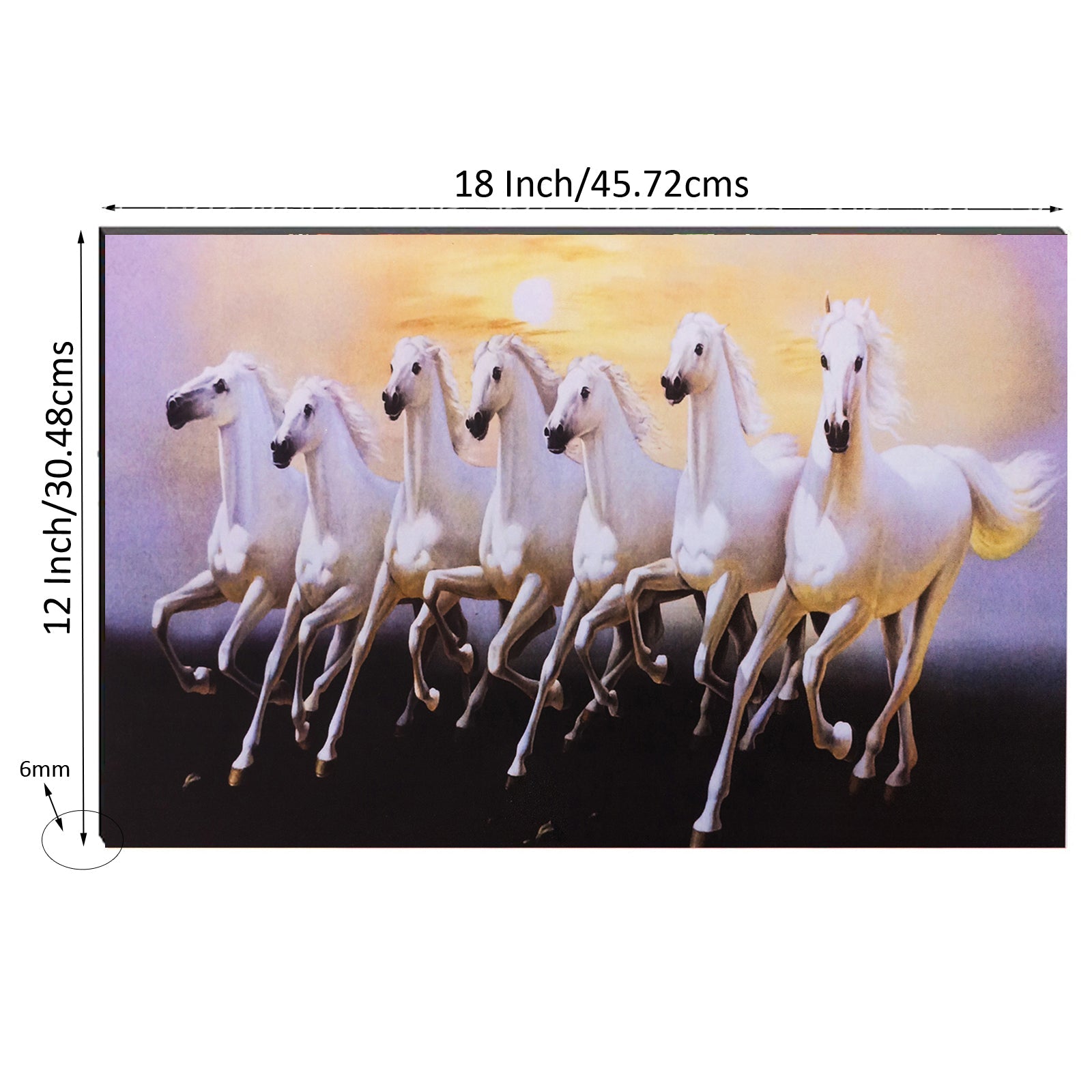 6MM MDF 7 Lucky Running Horses Satin Matt Texture UV Art Painting Kafalo