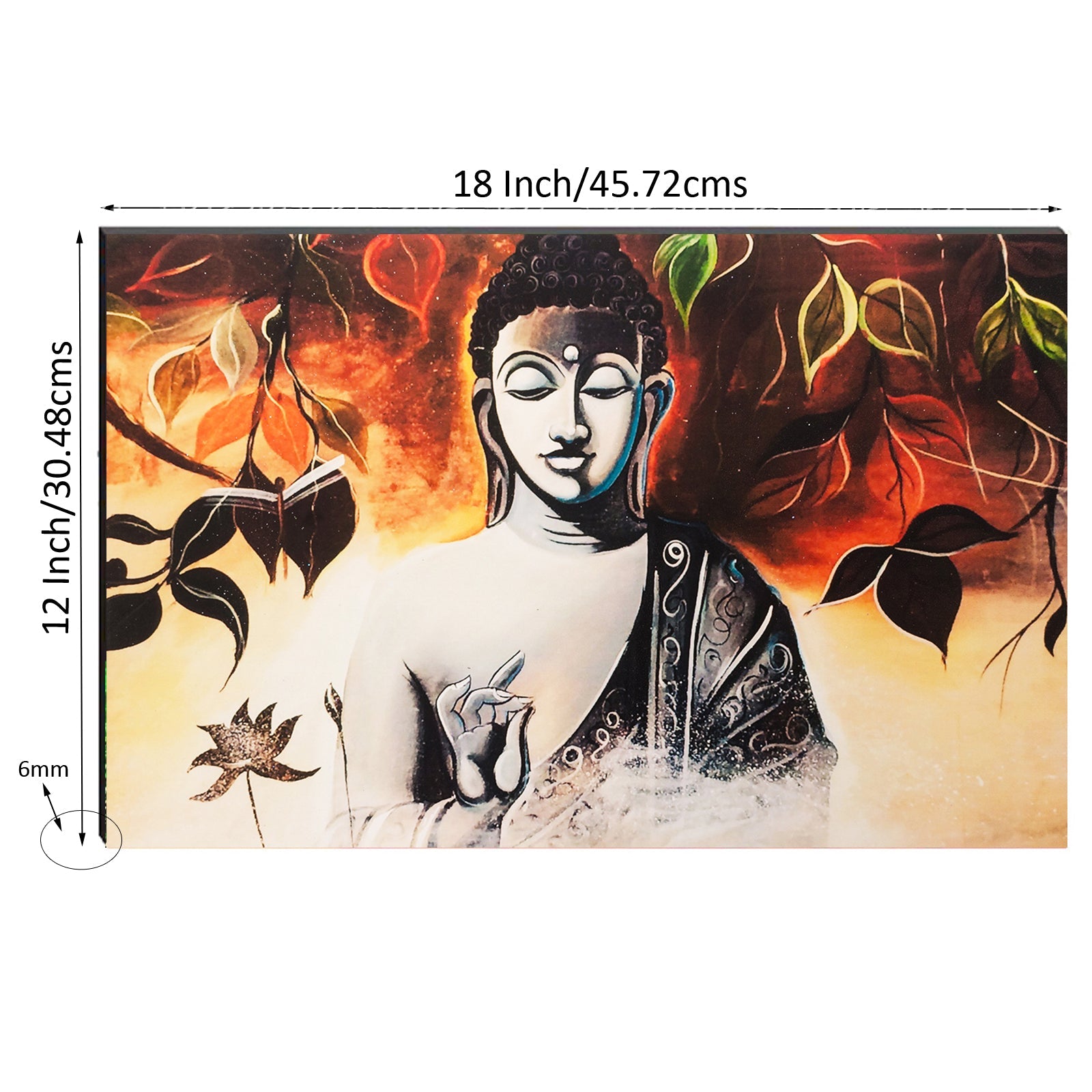6MM MDF Meditating Lord Buddha Satin Matt Texture UV Art Painting Kafalo
