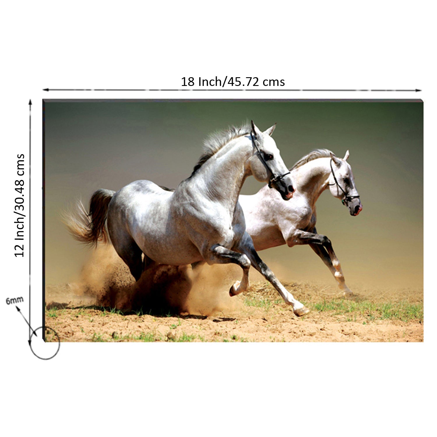 6MM MDF Running Horses Satin Matt Texture UV Art Painting Kafalo