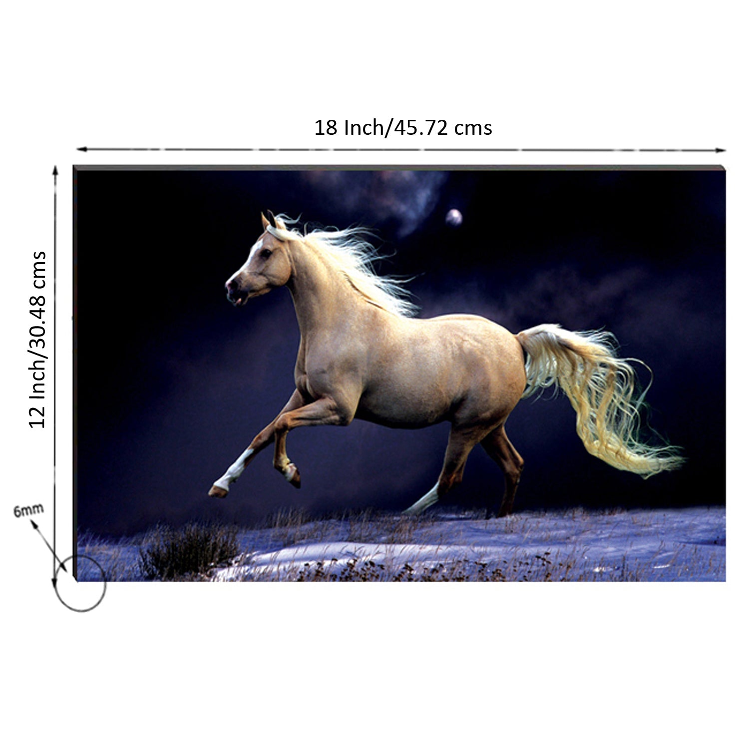 6MM MDF Running Horse Satin Matt Texture UV Art Painting Kafalo
