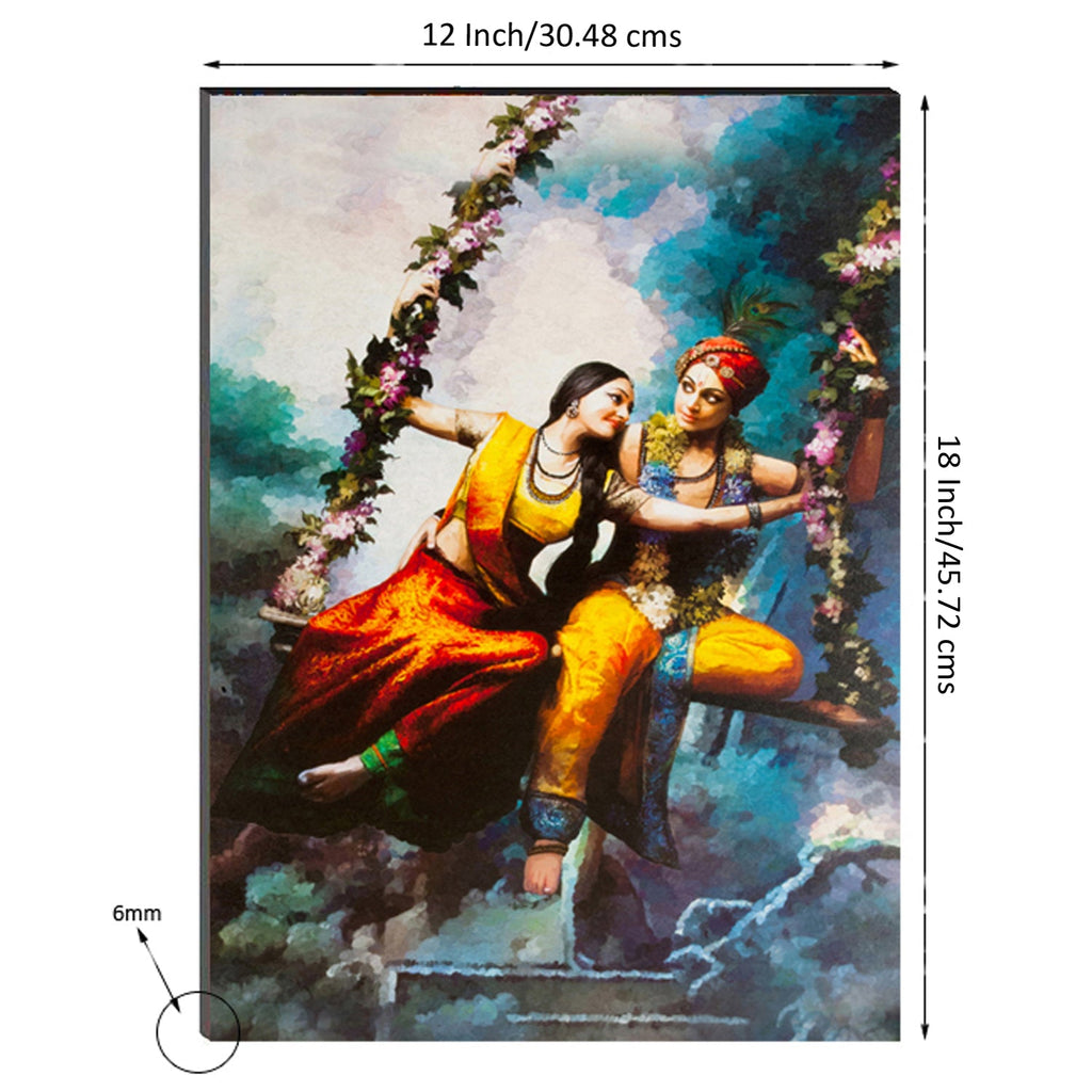 6MM MDF Radha Krishna on Swing Satin Matt Texture UV Art Painting Kafalo