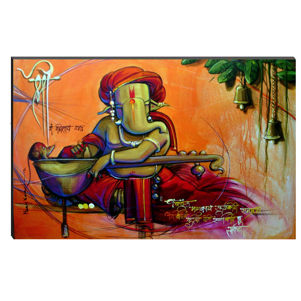 6MM MDF Lord Ganesha Satin Matt Texture UV Art Painting Kafalo