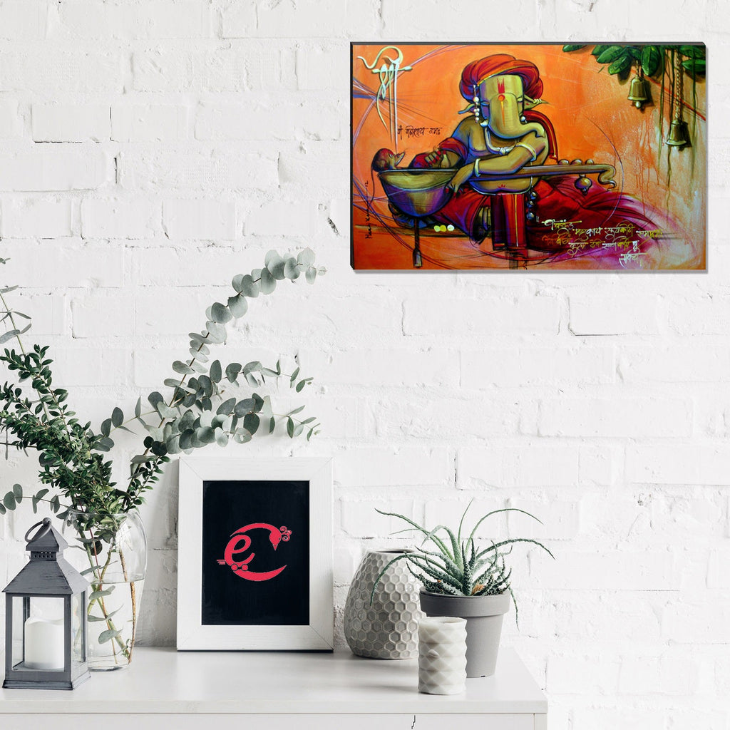 6MM MDF Lord Ganesha Satin Matt Texture UV Art Painting Kafalo