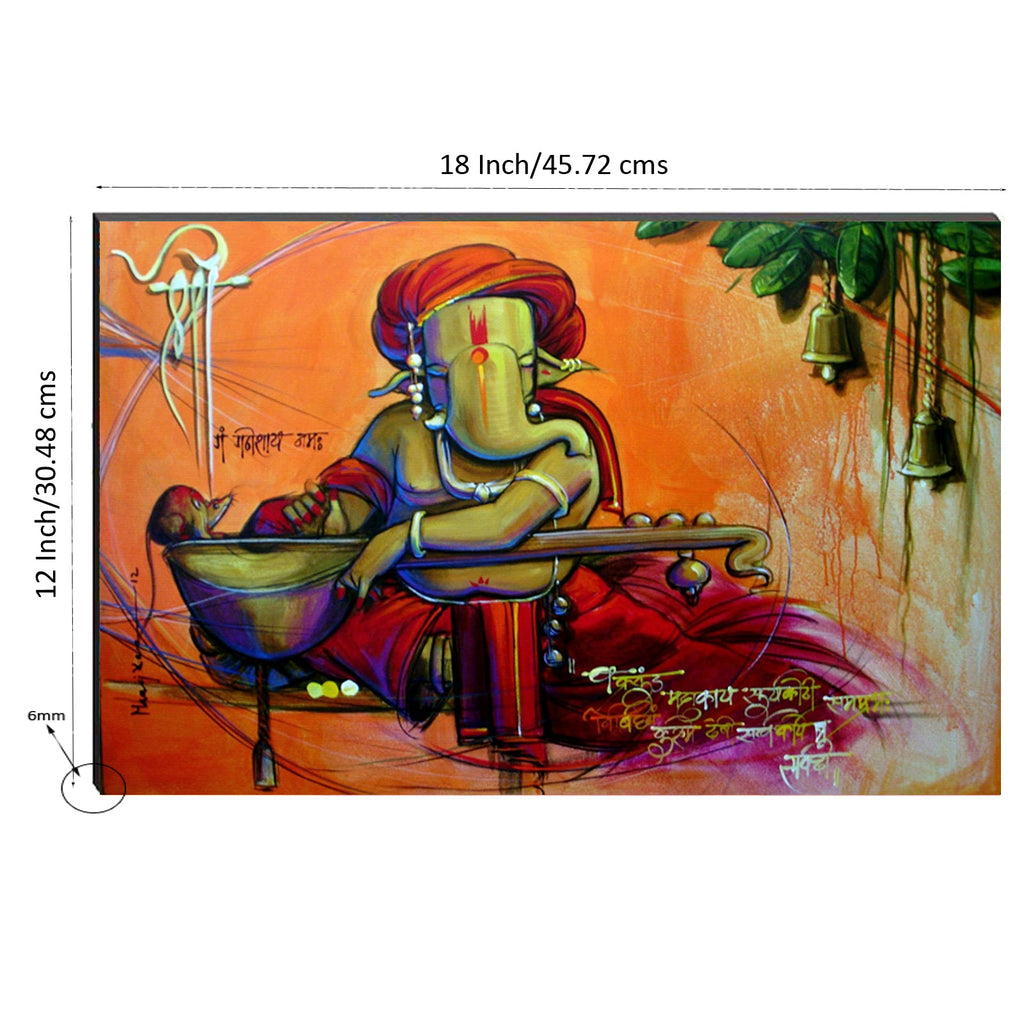 6MM MDF Lord Ganesha Satin Matt Texture UV Art Painting Kafalo