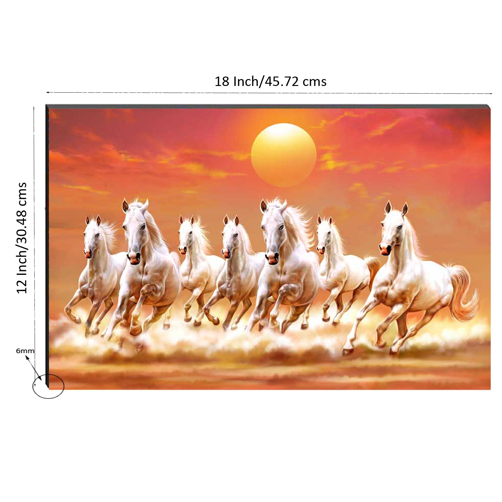 6MM MDF 7 Lucky Running Horses Satin Matt Texture UV Art Painting Kafalo