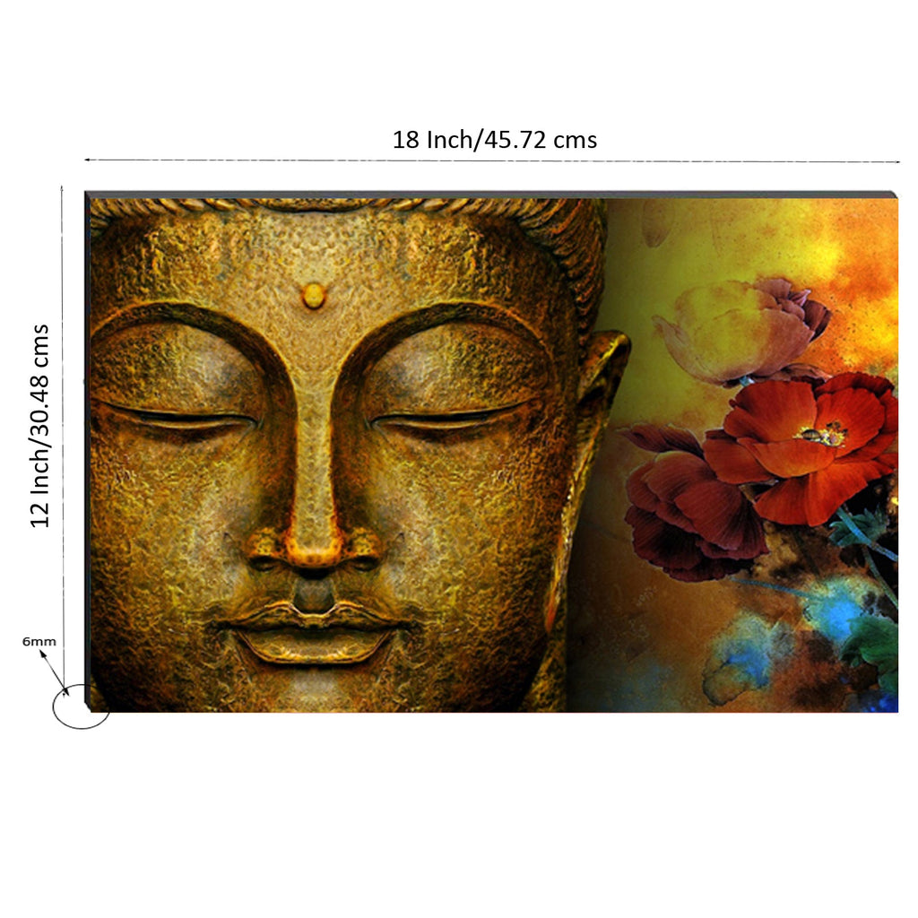 6MM MDF Meditating Lord Buddha Satin Matt Texture UV Art Painting Kafalo