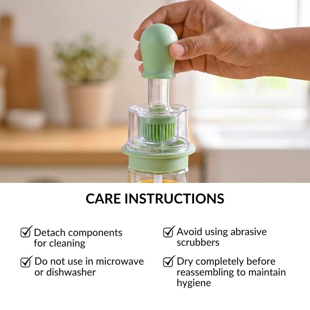 Two In One Oil Brush And Spray Bottle 180ml Green Nestasia