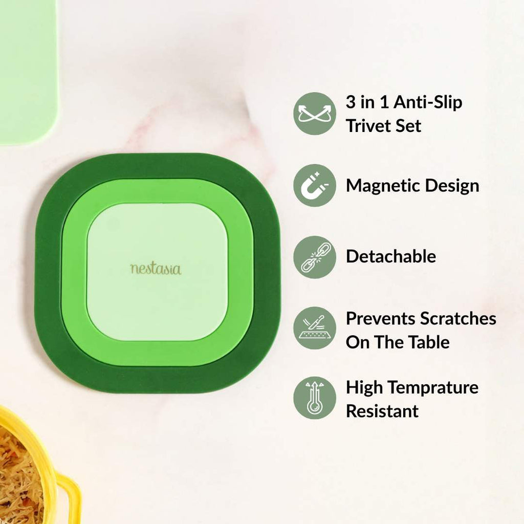 Ombre Green Magnetic Trivet Set Of 3 Nestasia