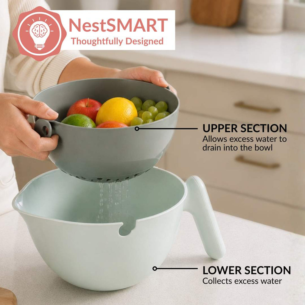 2 In 1 Kitchen Colander And Bowl 2000ml Nestasia