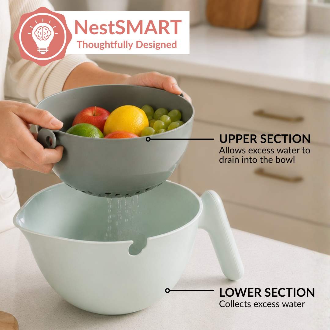 2 In 1 Kitchen Colander And Bowl 2000ml Nestasia