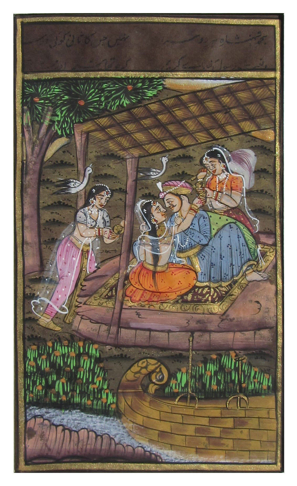 Royal Couple Mughal Miniature Original Art Paper Painting Kafalo