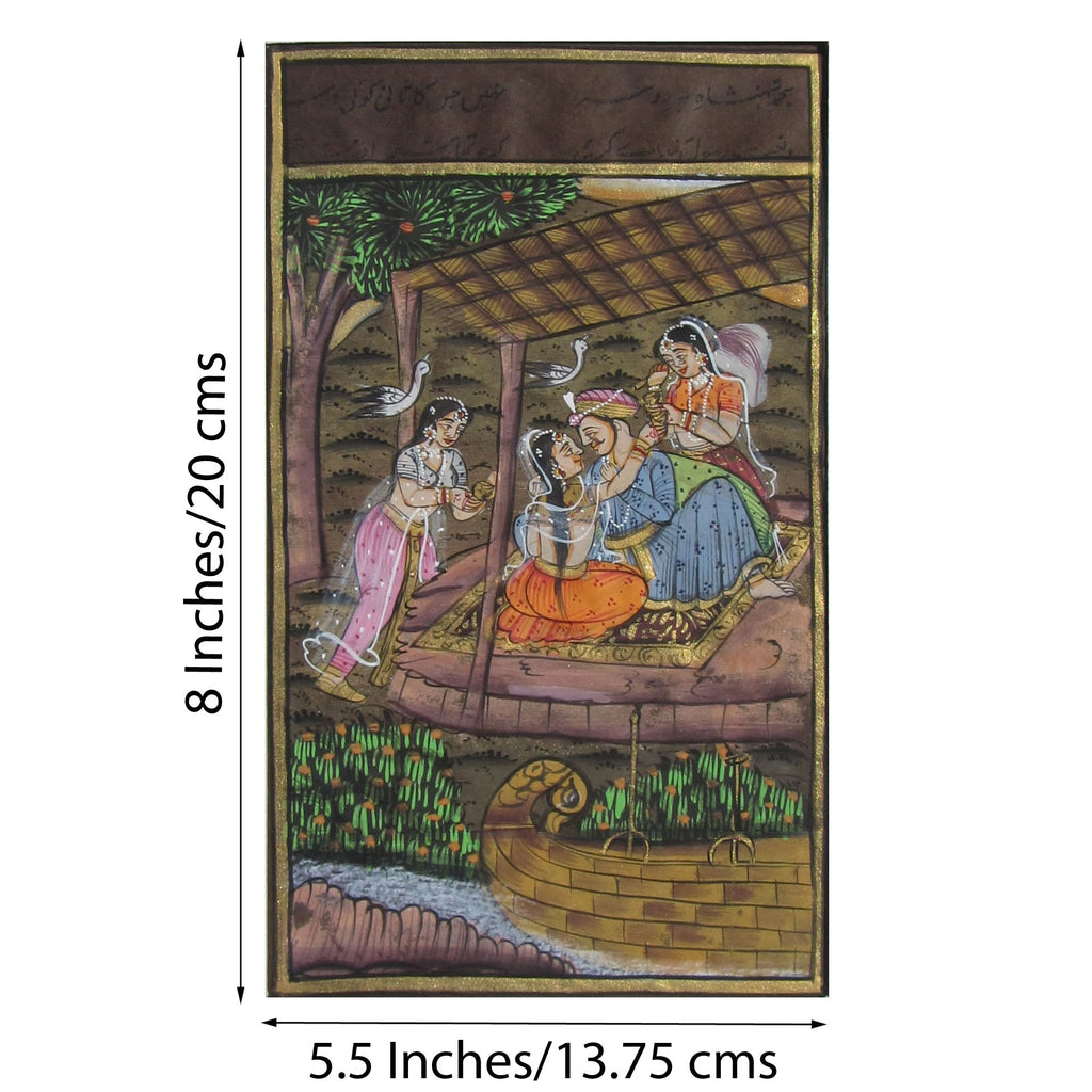Royal Couple Mughal Miniature Original Art Paper Painting Kafalo