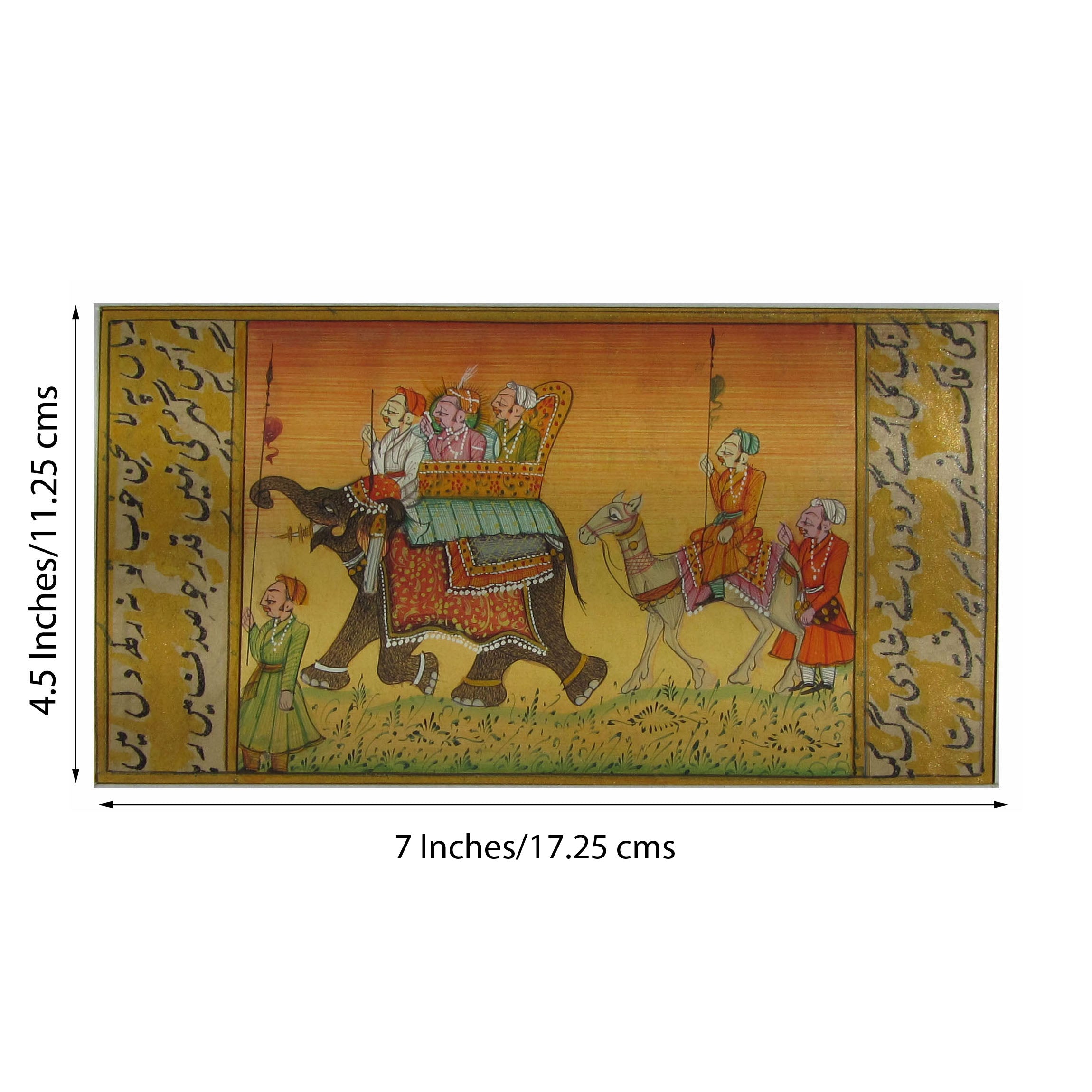 Procession with Elephant and Camel Original Art Paper Painting Kafalo