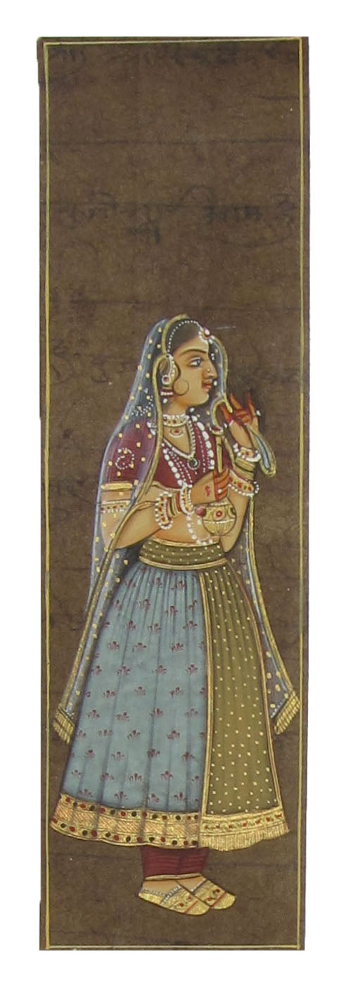 Mughal Queen Portrait Original Art Paper Painting Kafalo