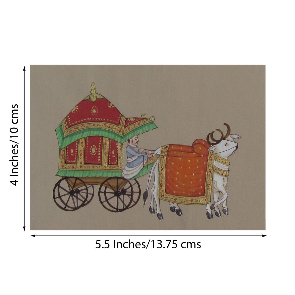 Royal Bull Cart Original Art Paper Painting Kafalo