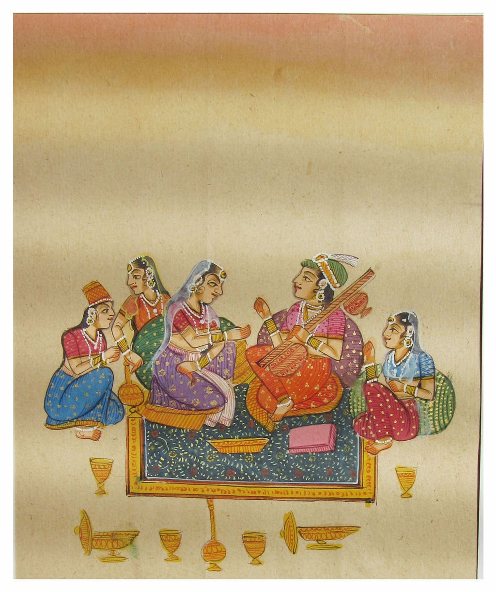 Erotic Mughal Love Scene Original Art Paper Painting Kafalo