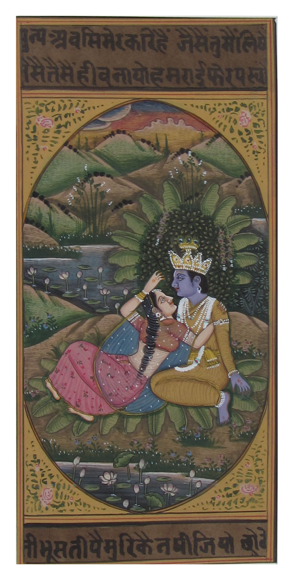 eternal love of Radha Krishna Original Art Paper Painting Kafalo
