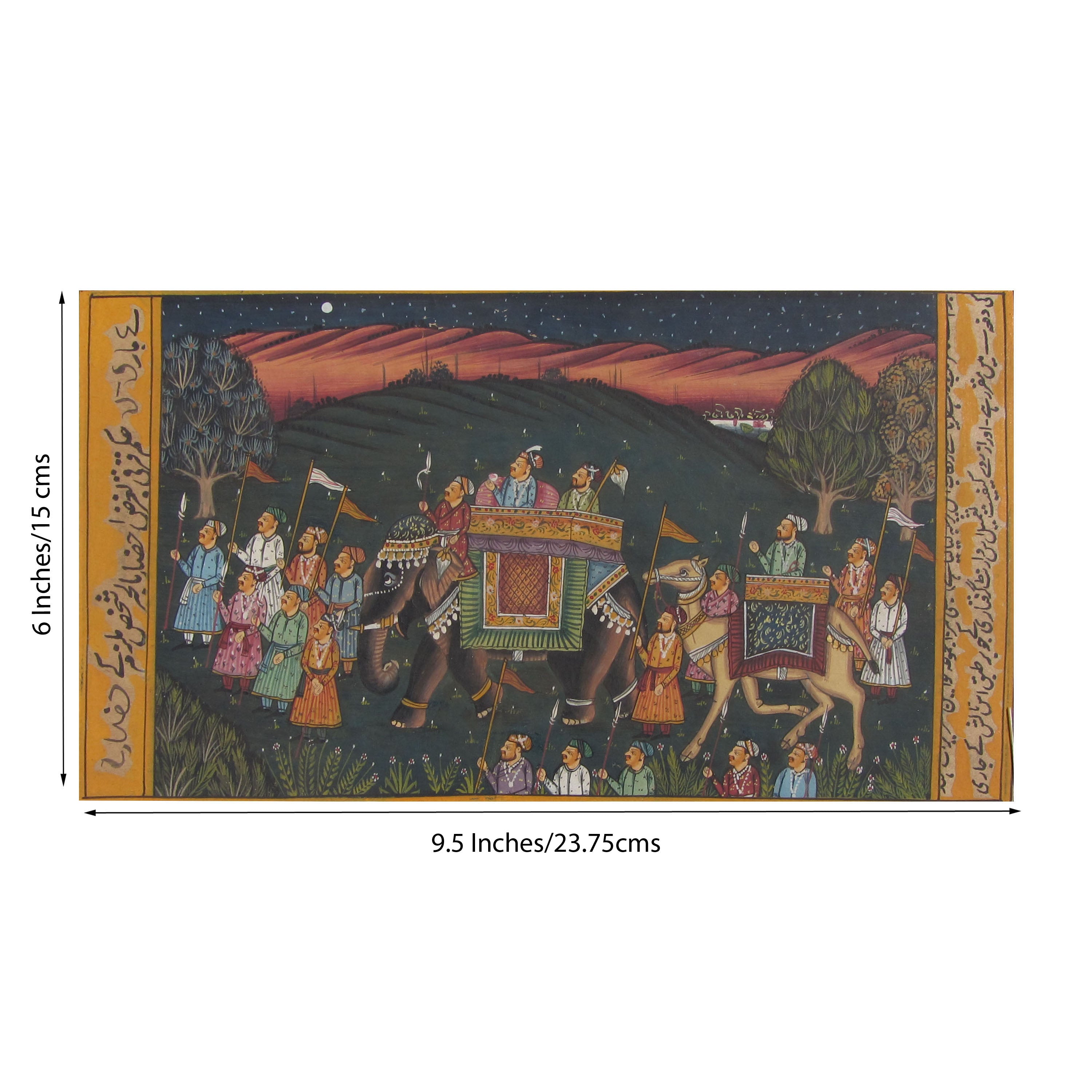 Mughal King with his Convoy Original Art Paper Painting Kafalo