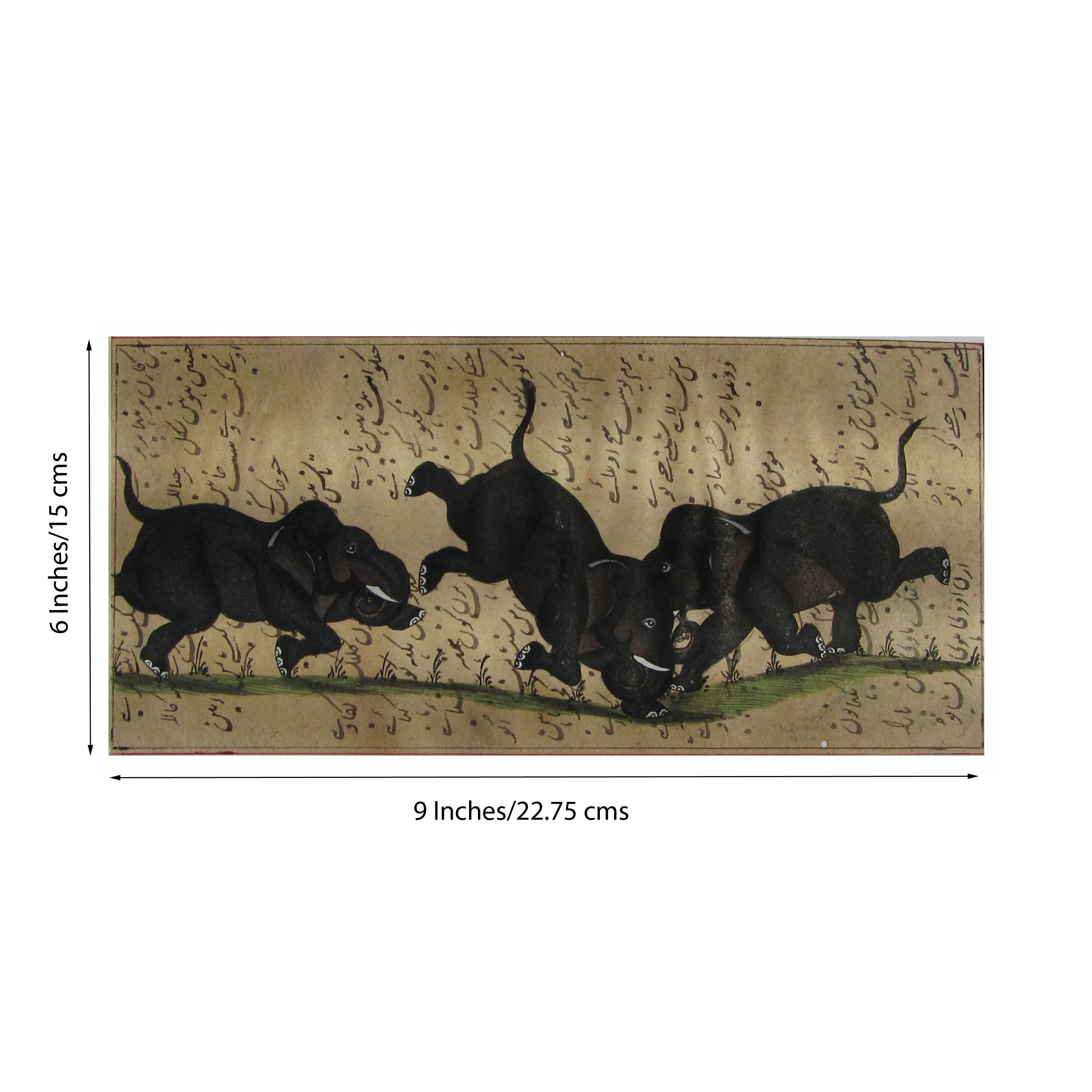 Playful Elephants Original Art Paper Painting Kafalo