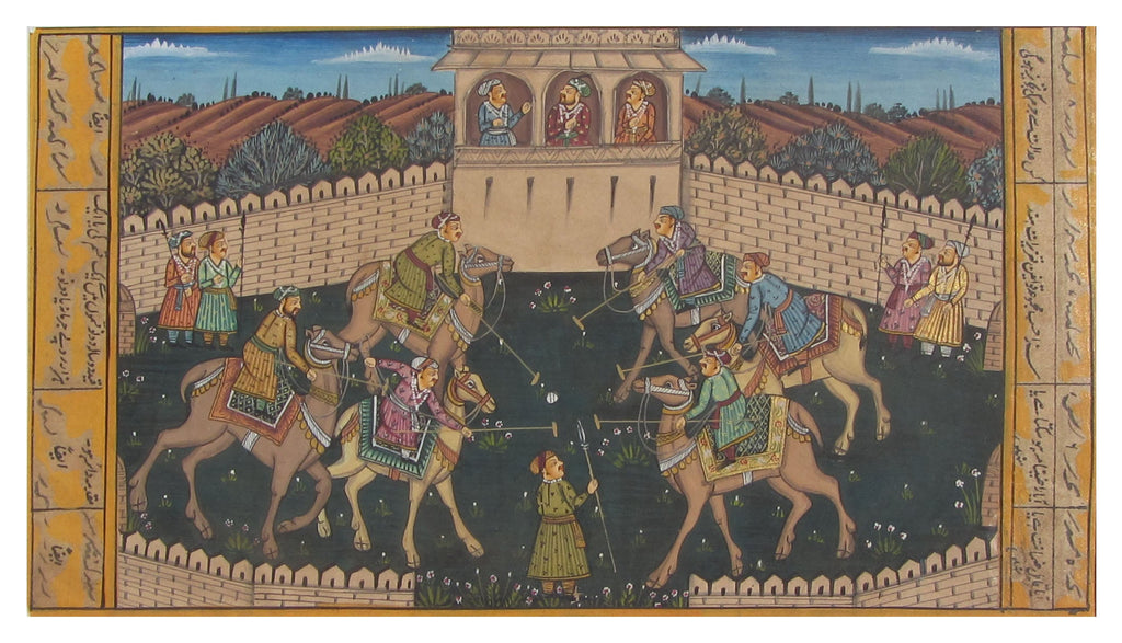 Rajput Princesses playing "Chougan"(Polo) Original Art Paper Painting Kafalo