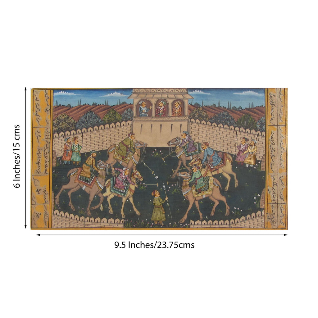Rajput Princesses playing "Chougan"(Polo) Original Art Paper Painting Kafalo
