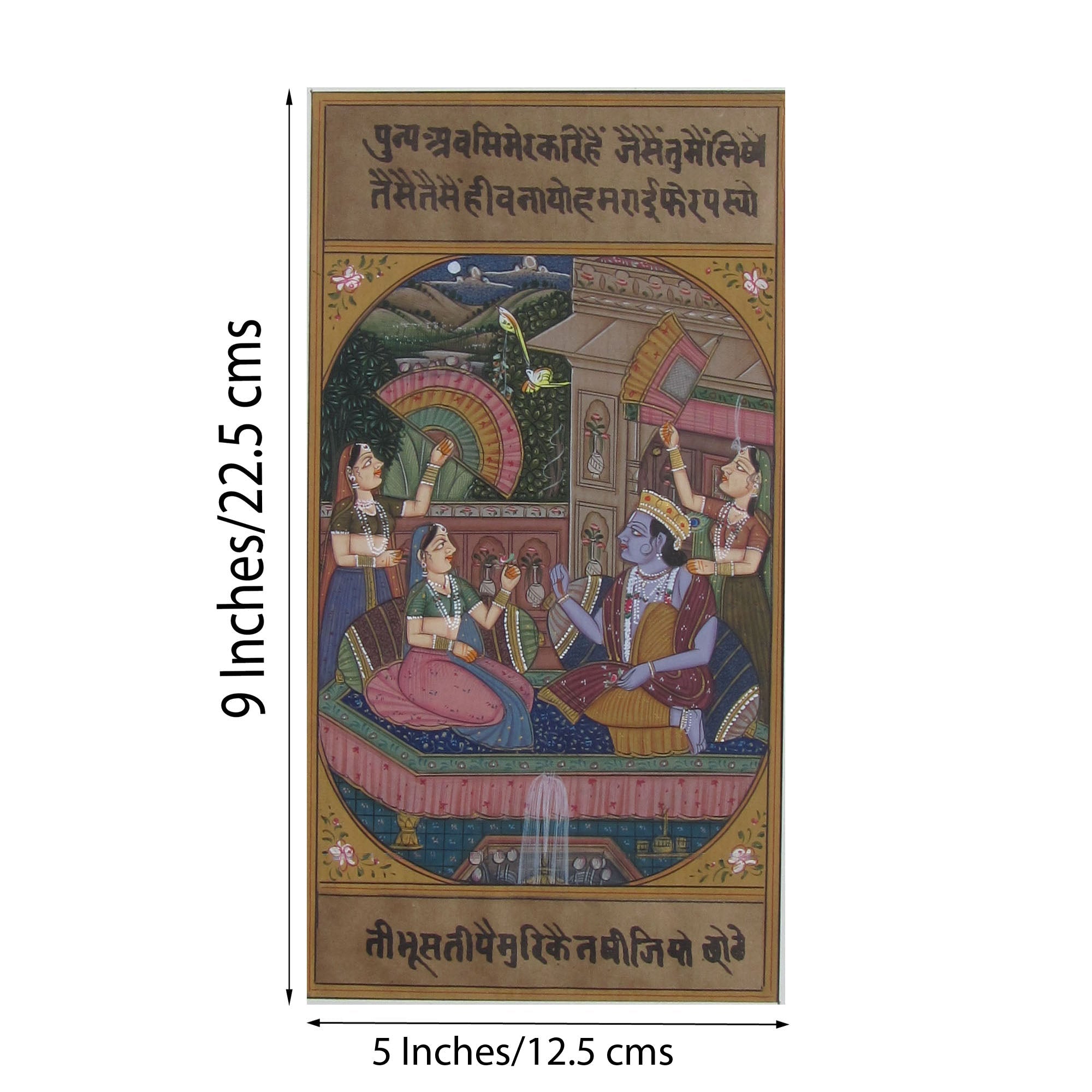 Krishna with Radha and Gopis Original Art Paper Painting Kafalo