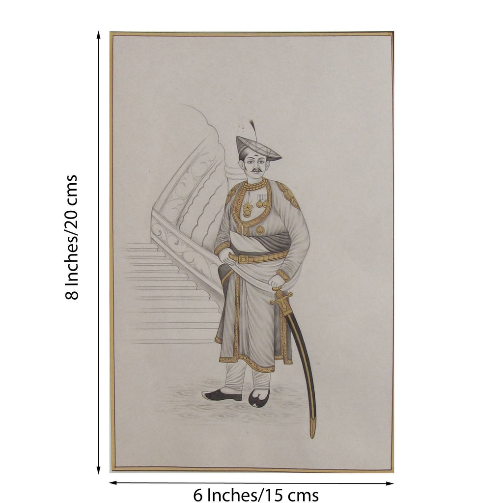 Royal King with his Sword Original Art Paper Painting Kafalo