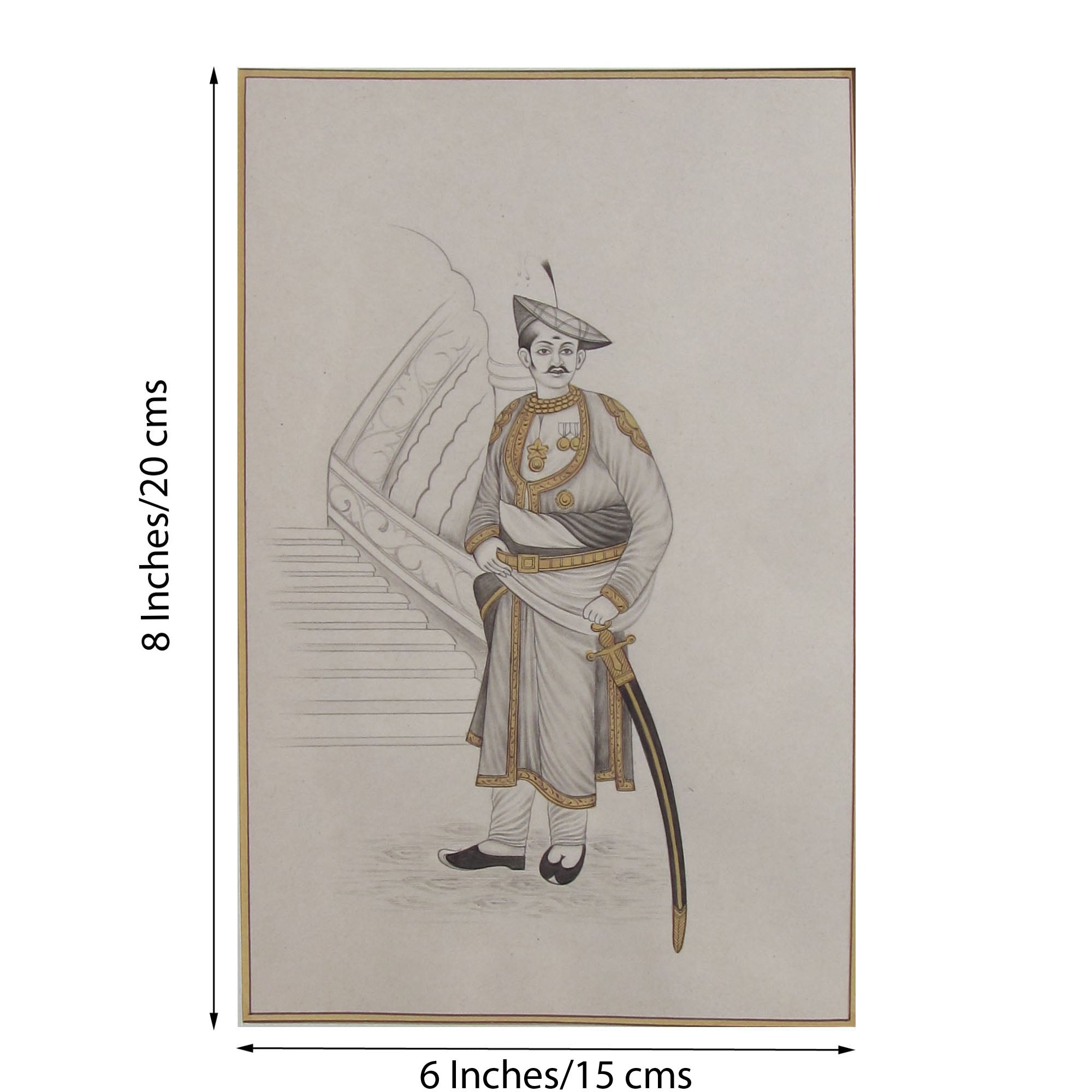 Royal King with his Sword Original Art Paper Painting Kafalo