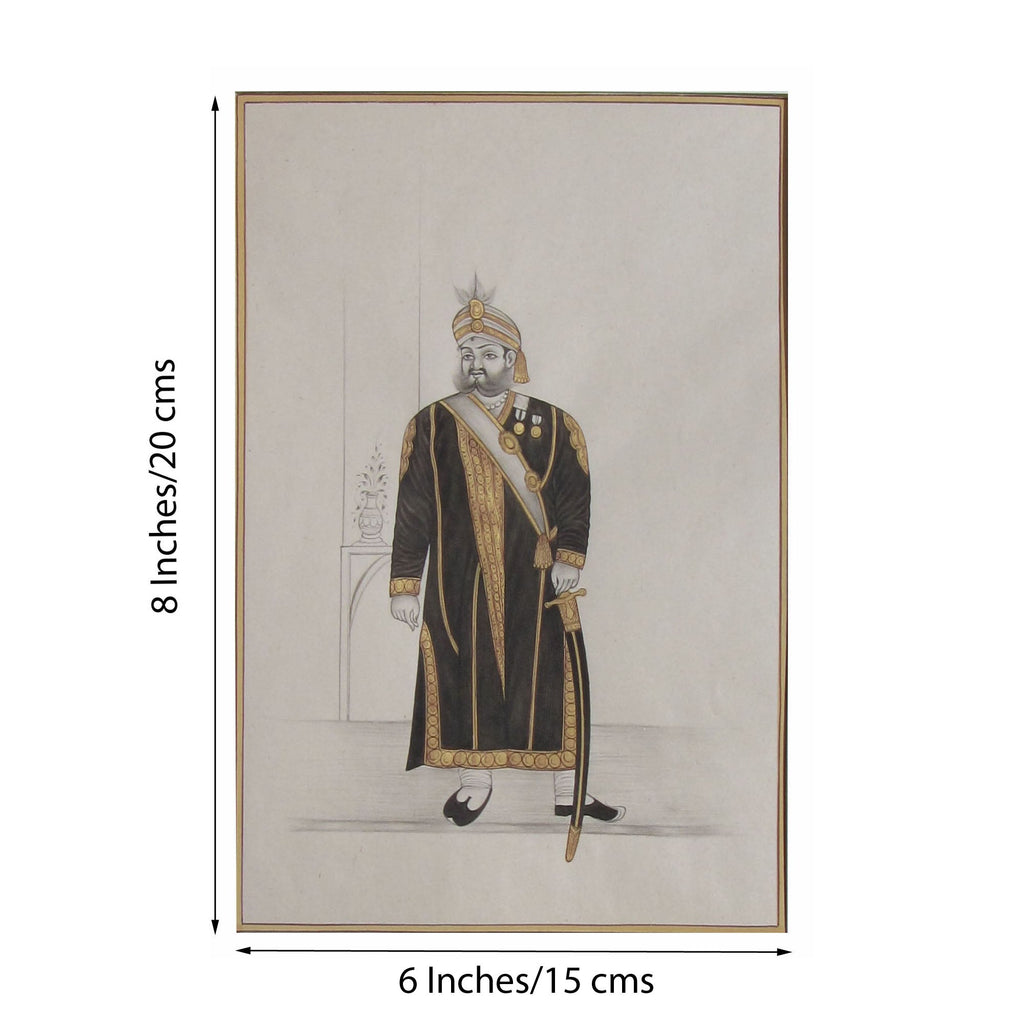 Rajput King Original Art Paper Painting Kafalo