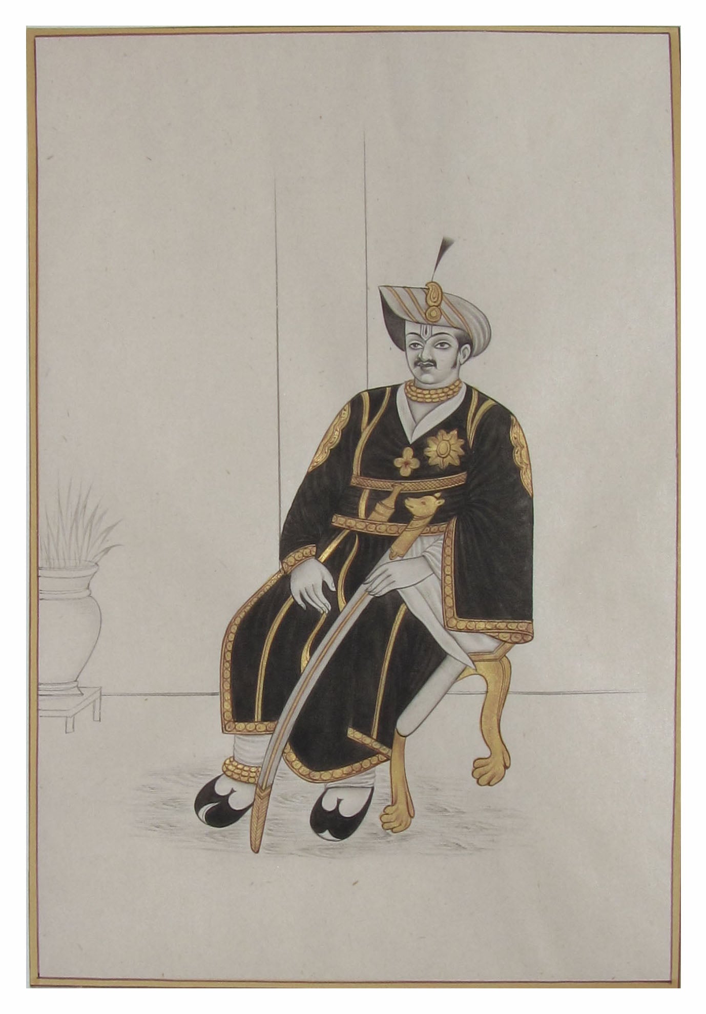 King of Royal Period Original Art Paper Painting Kafalo