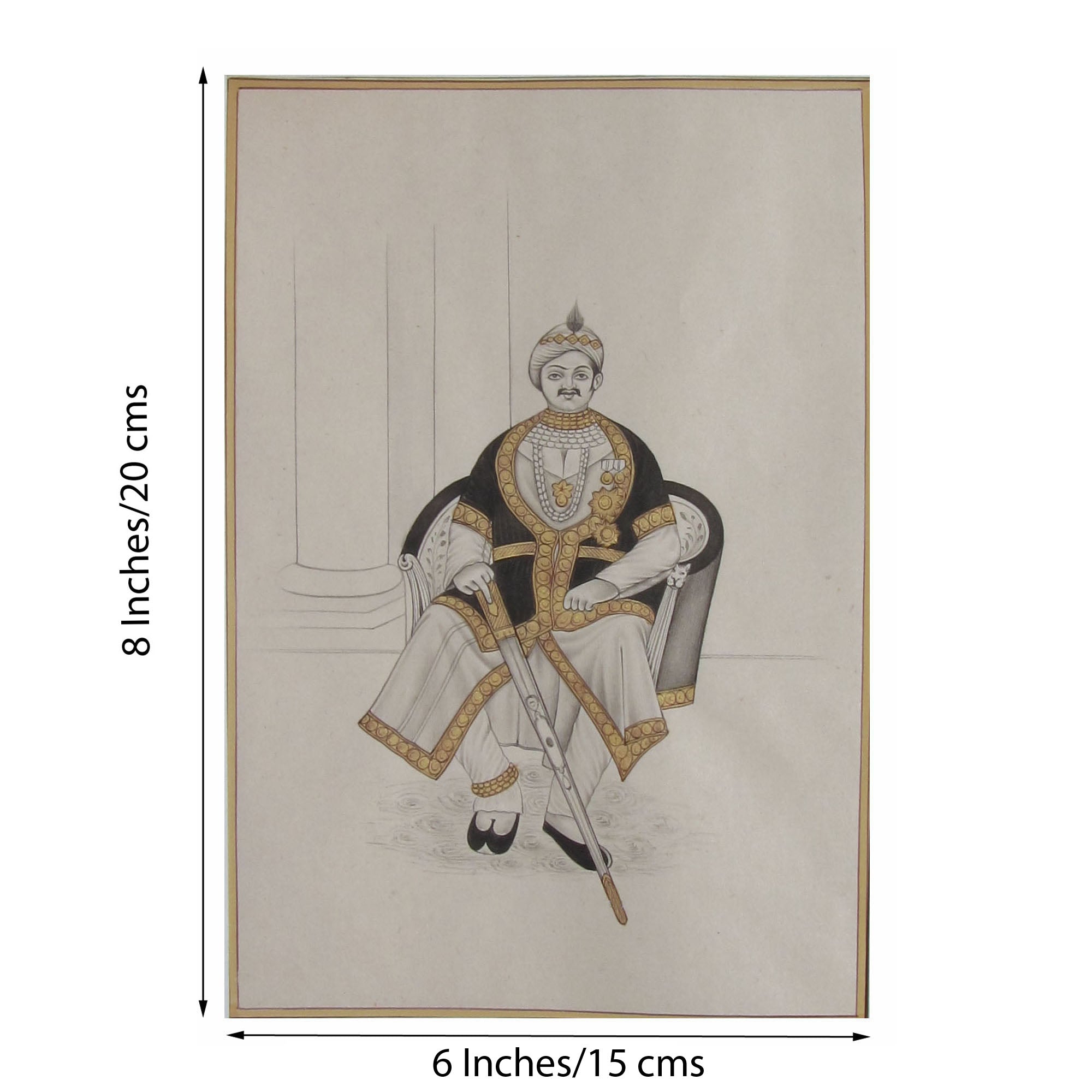 Nawab on Royal Throne Original Art Paper Painting Kafalo