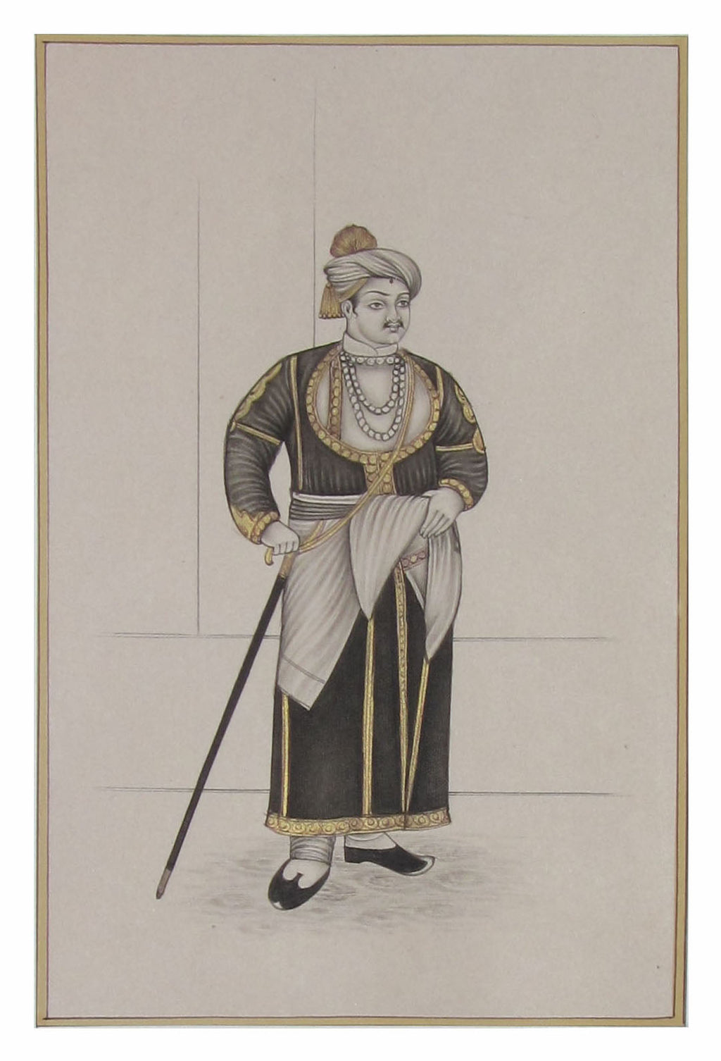 King with his Stick Original Art Paper Painting Kafalo