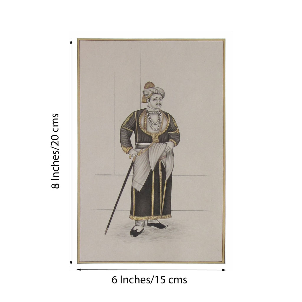 King with his Stick Original Art Paper Painting Kafalo