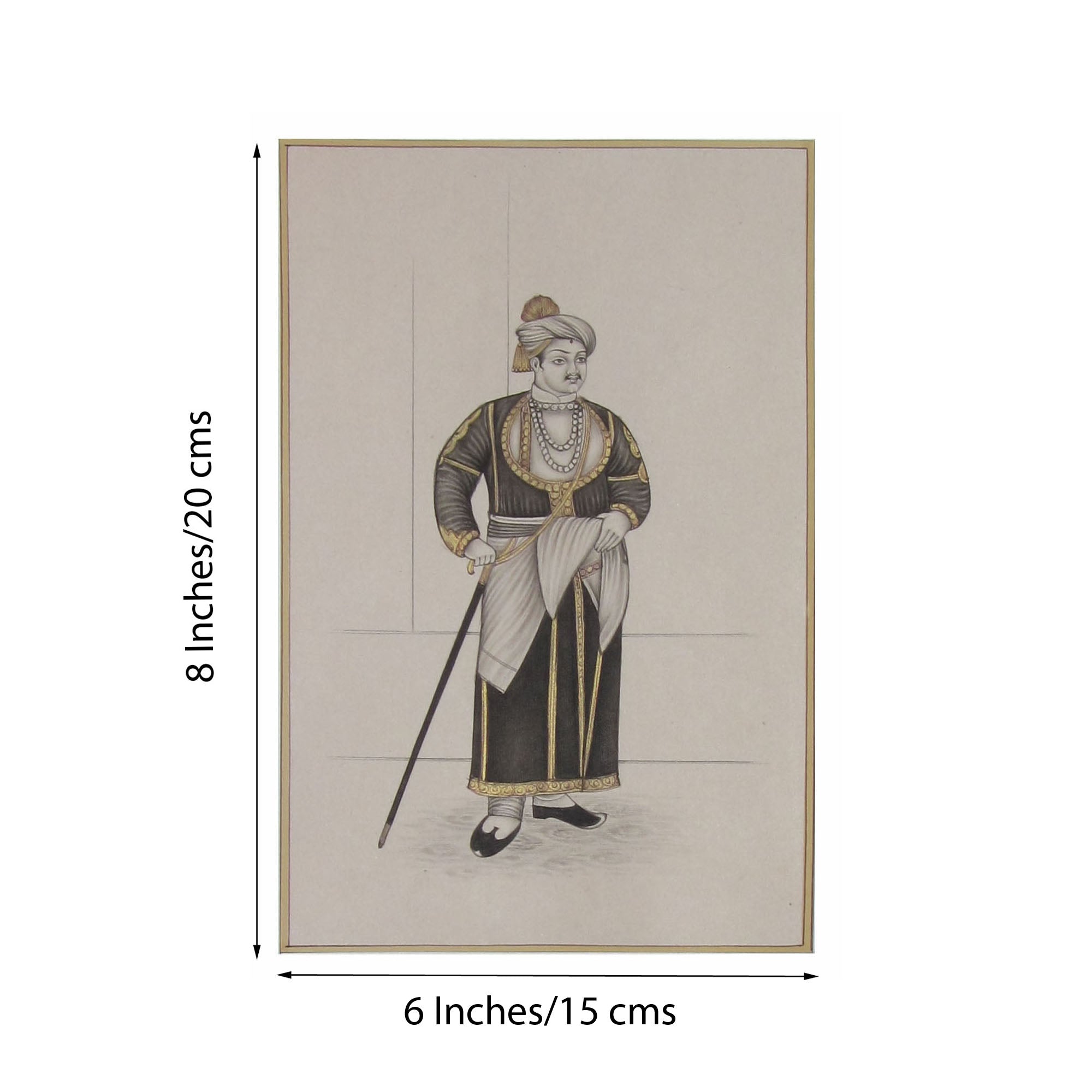 King with his Stick Original Art Paper Painting Kafalo