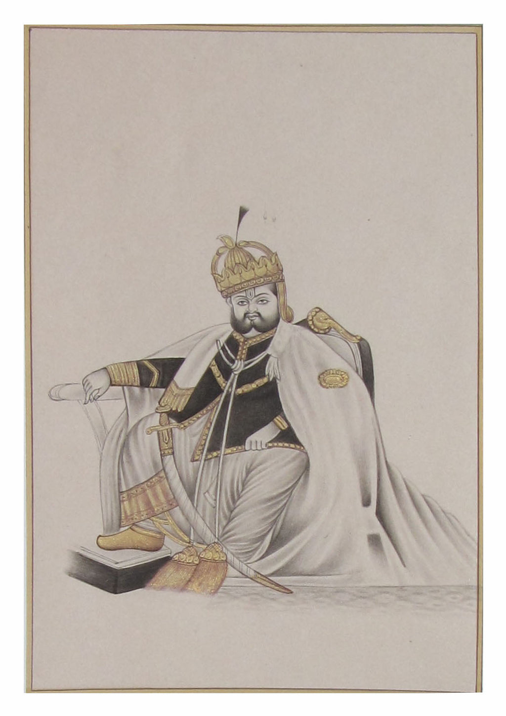 Royal Maharaja of Emperor Original Art Paper Painting Kafalo