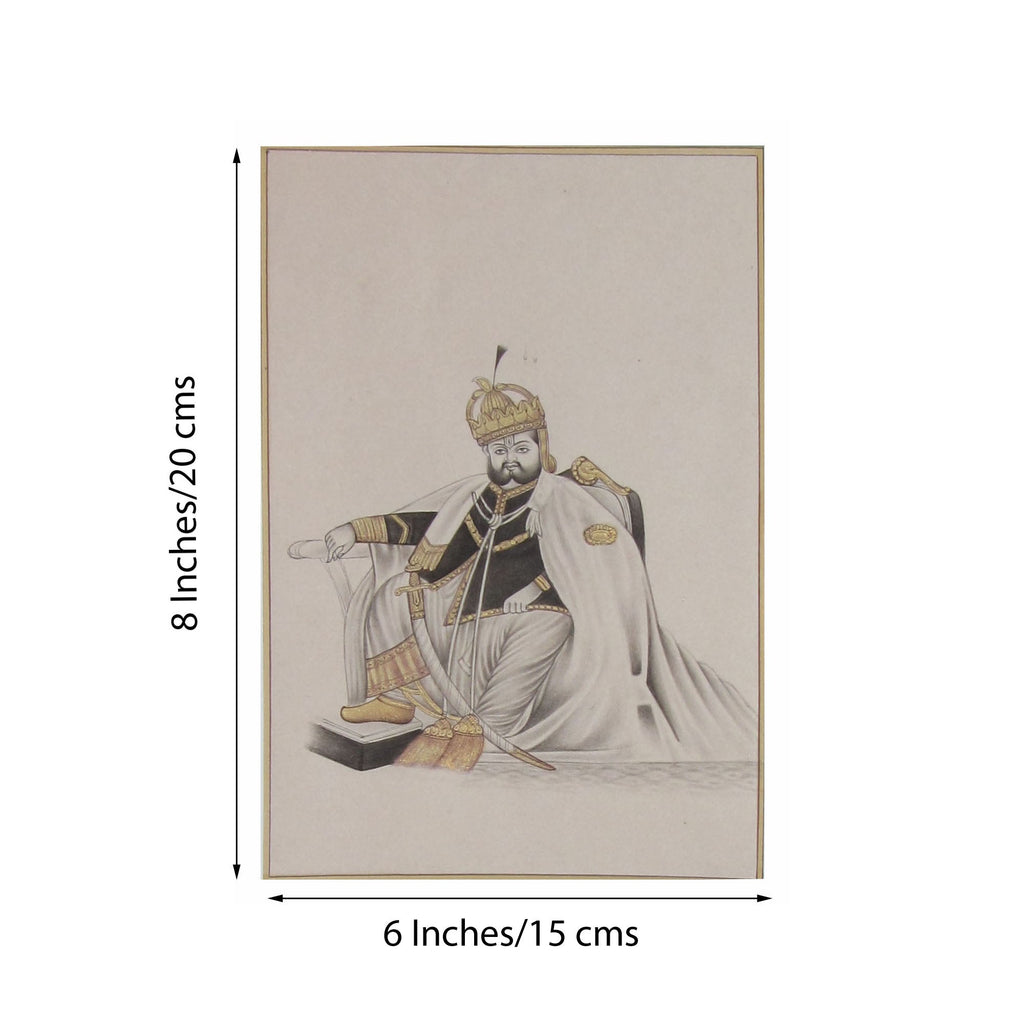 Royal Maharaja of Emperor Original Art Paper Painting Kafalo